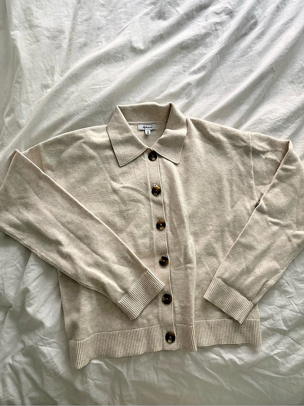 Reitmans Long-Sleeve Polo Cardigan Cream XS